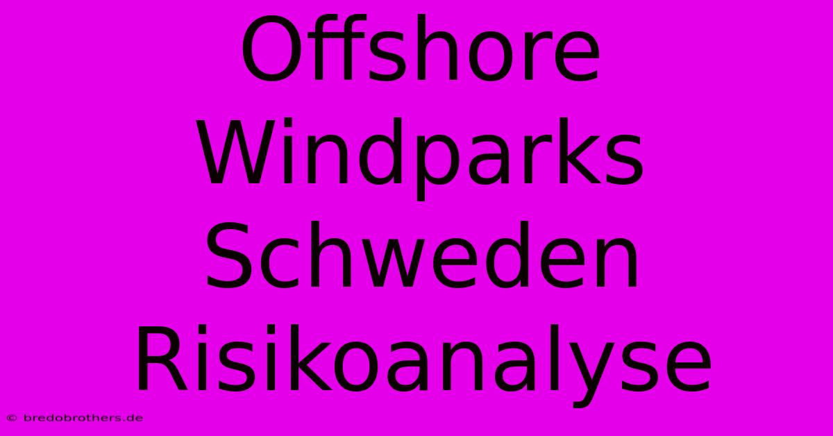 Offshore Windparks Schweden Risikoanalyse