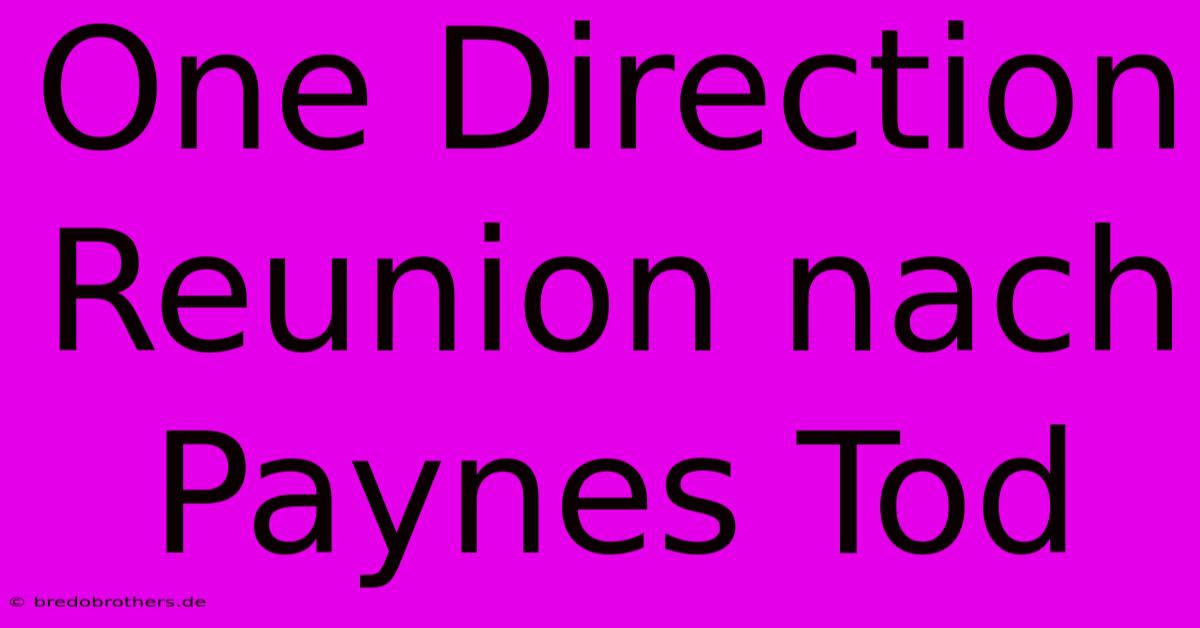 One Direction Reunion Nach Paynes Tod