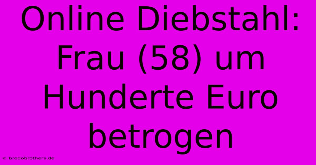 Online Diebstahl: Frau (58) Um Hunderte Euro Betrogen