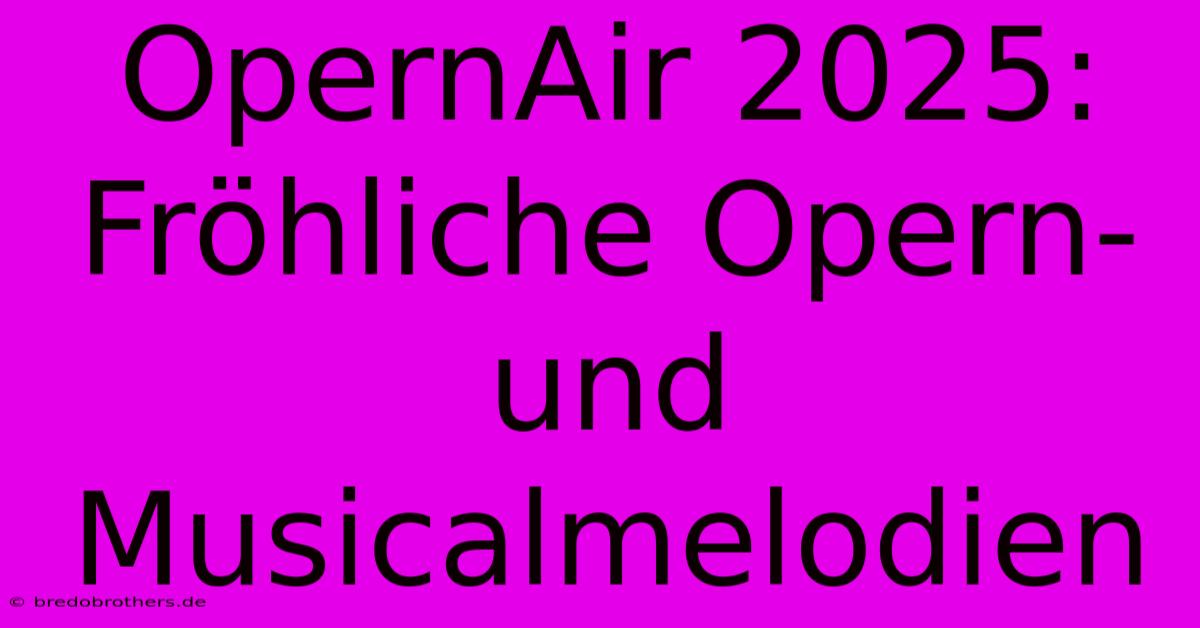 OpernAir 2025: Fröhliche Opern- Und Musicalmelodien