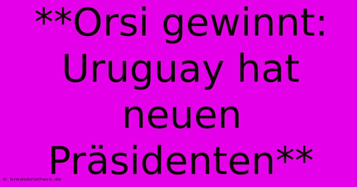 **Orsi Gewinnt: Uruguay Hat Neuen Präsidenten**