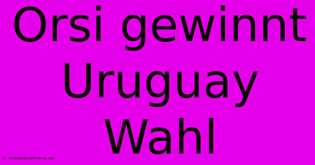 Orsi Gewinnt Uruguay Wahl