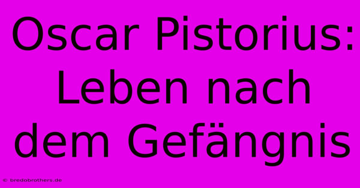 Oscar Pistorius: Leben Nach Dem Gefängnis