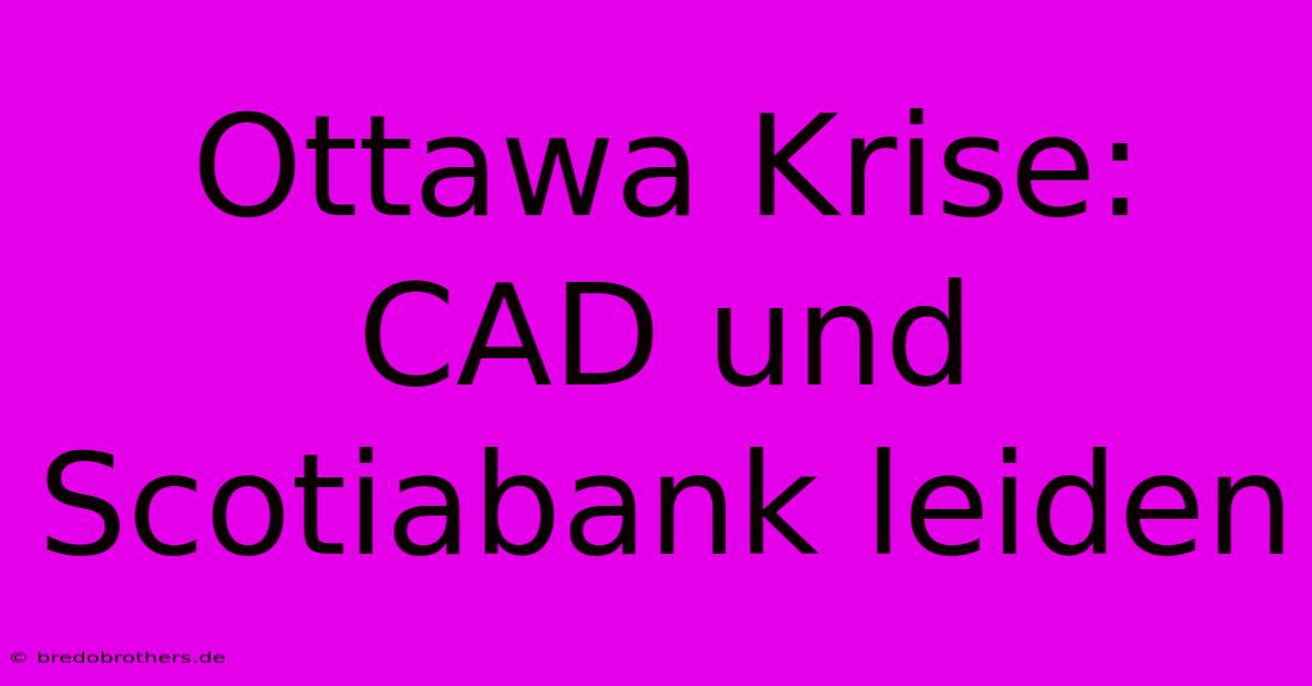 Ottawa Krise: CAD Und Scotiabank Leiden