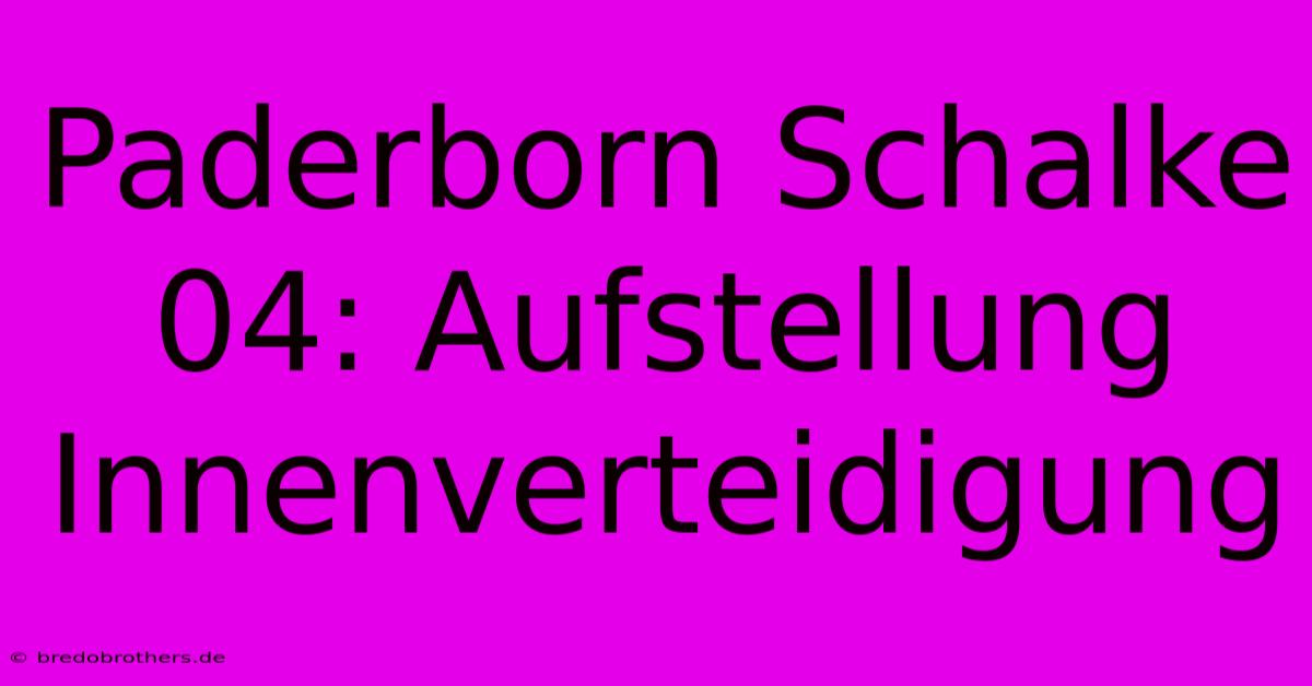 Paderborn Schalke 04: Aufstellung Innenverteidigung