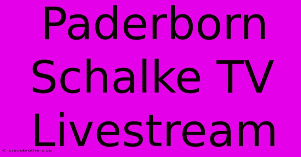 Paderborn Schalke TV Livestream