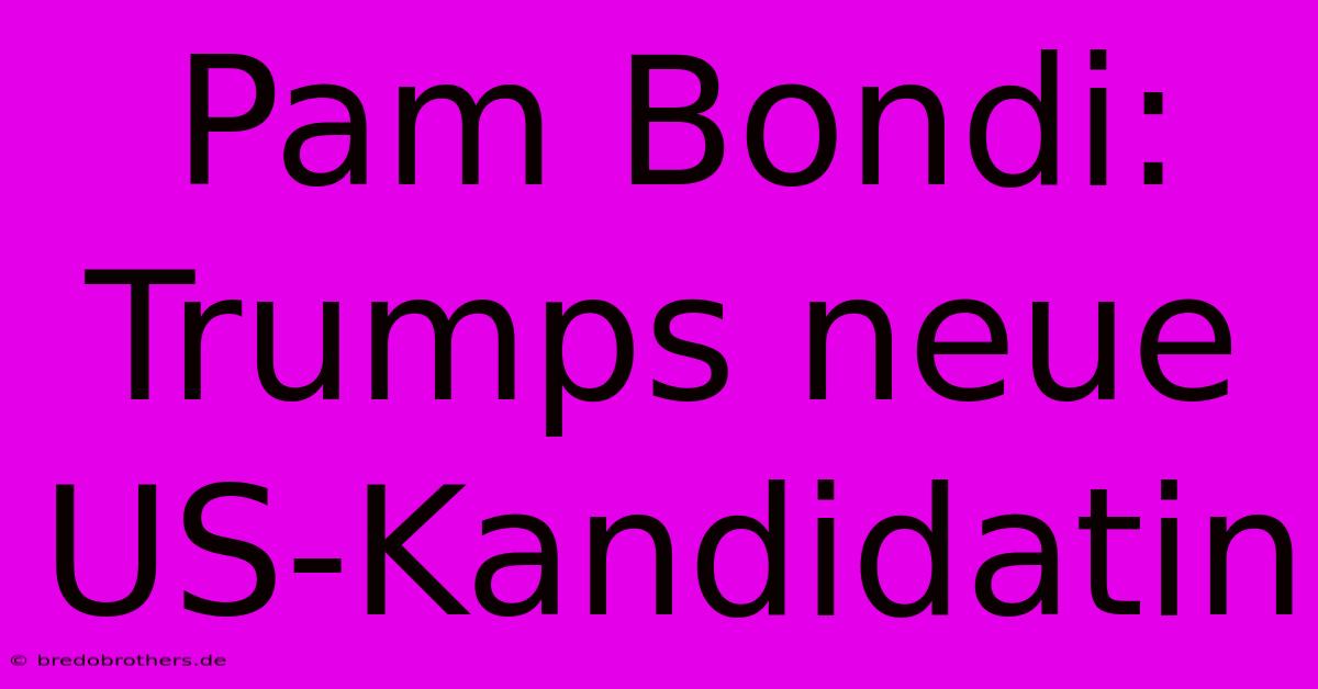 Pam Bondi: Trumps Neue US-Kandidatin