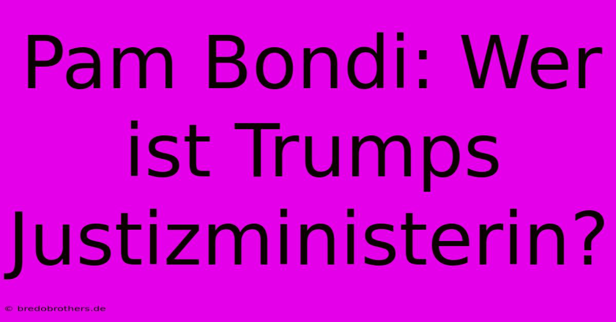 Pam Bondi: Wer Ist Trumps Justizministerin?