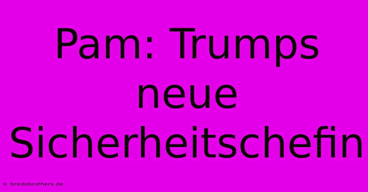 Pam: Trumps Neue Sicherheitschefin