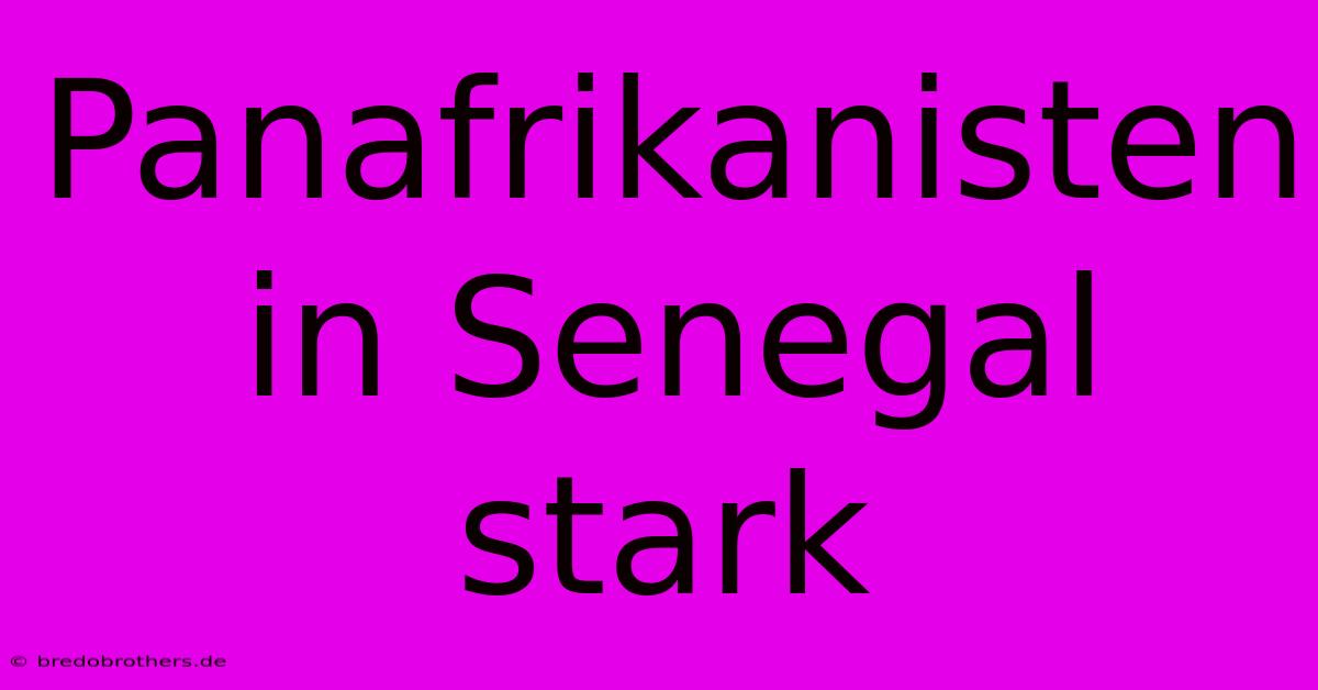 Panafrikanisten In Senegal Stark