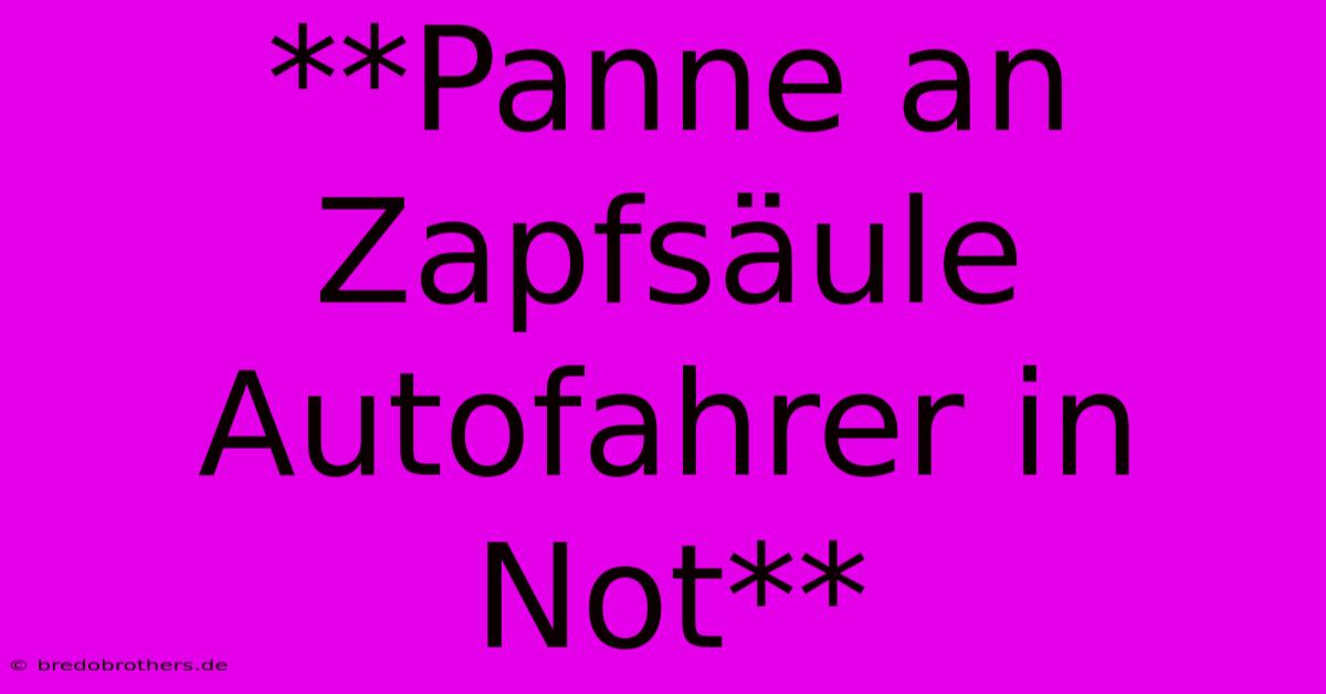 **Panne An Zapfsäule Autofahrer In Not**