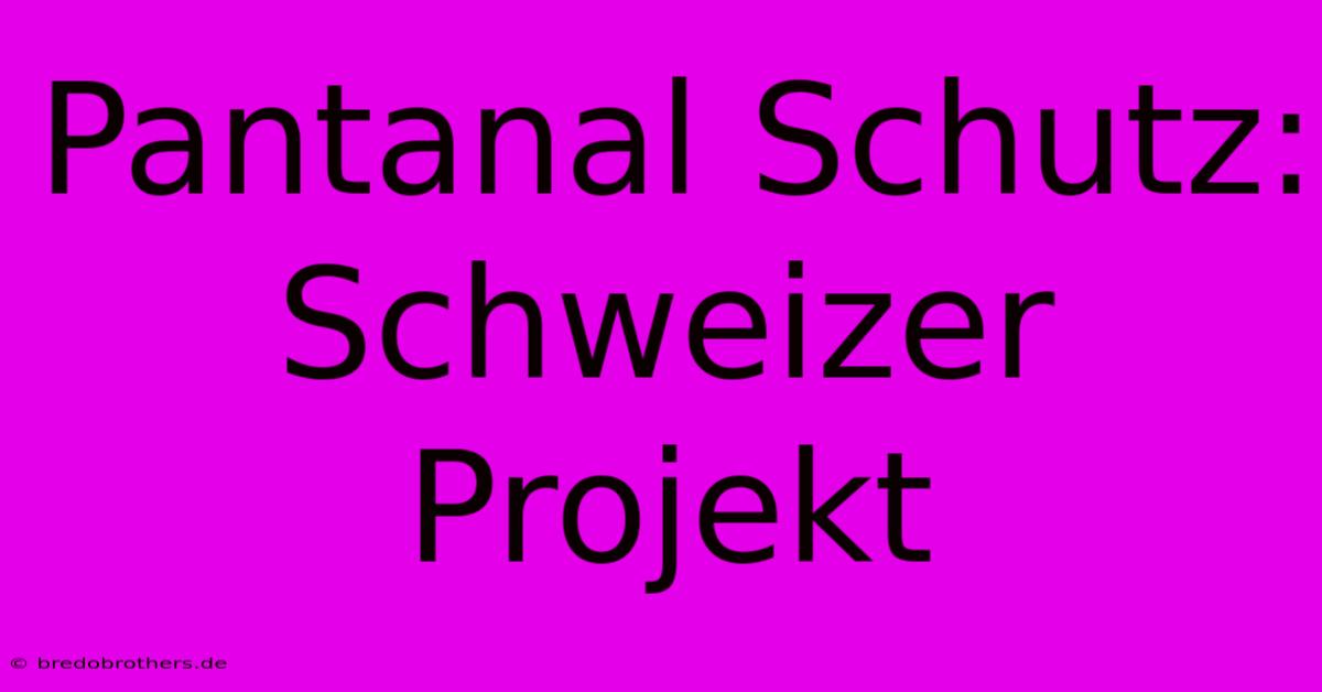 Pantanal Schutz: Schweizer Projekt