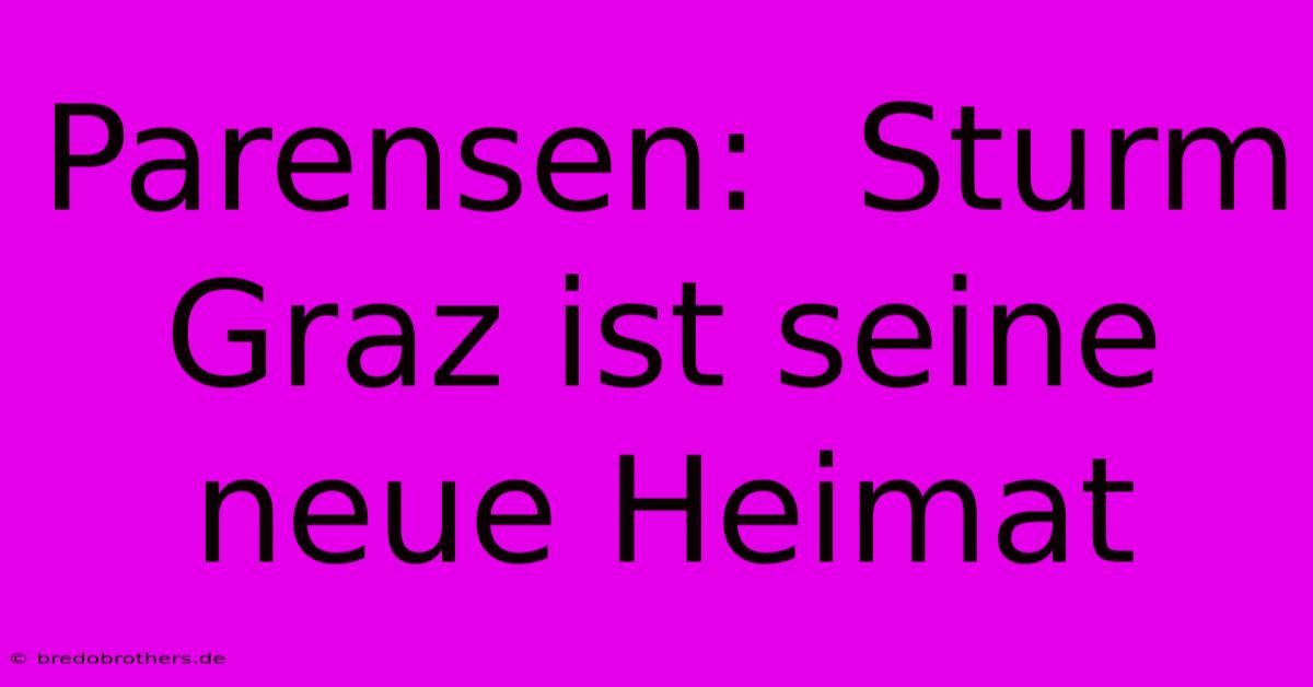 Parensen:  Sturm Graz Ist Seine Neue Heimat