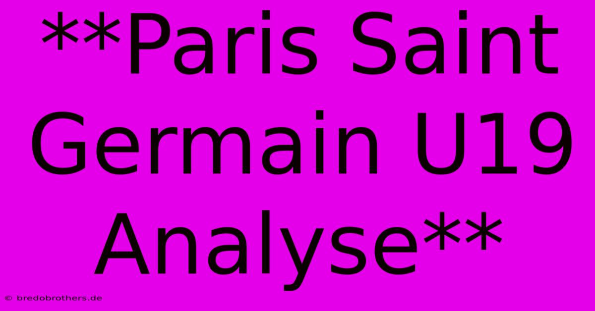 **Paris Saint Germain U19 Analyse**