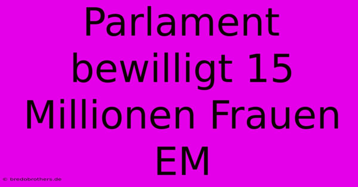 Parlament Bewilligt 15 Millionen Frauen EM