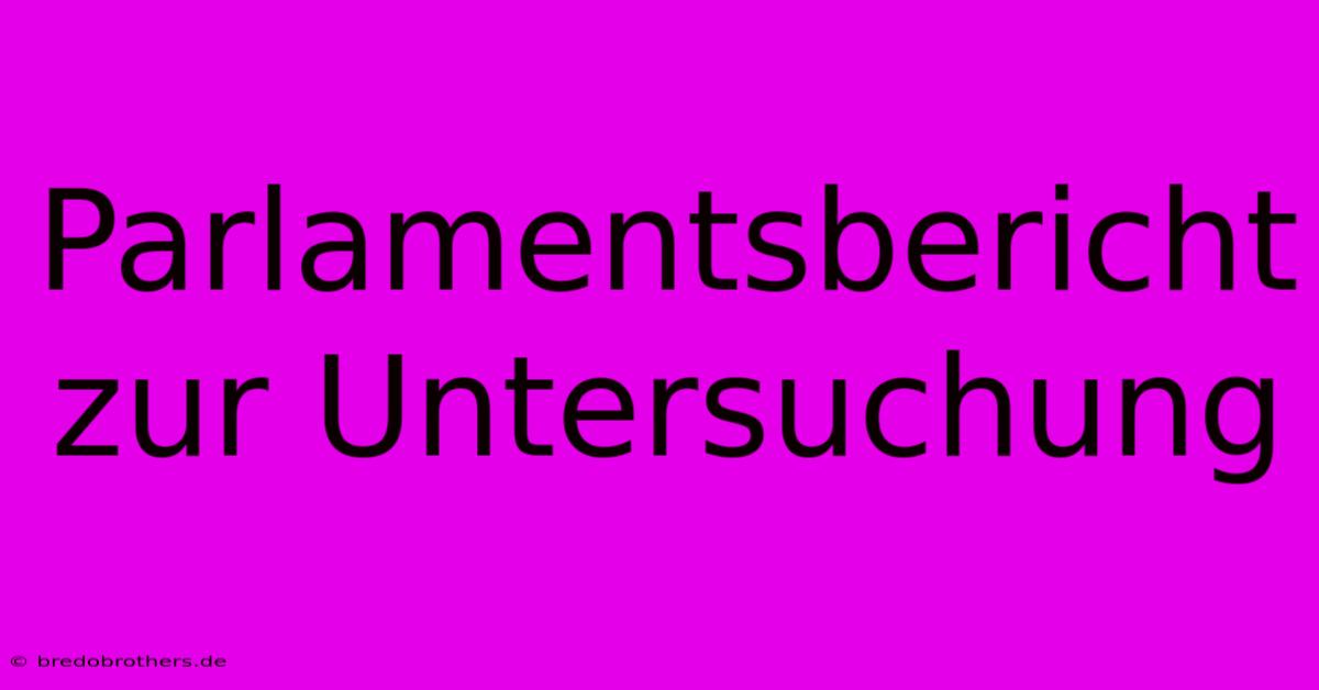 Parlamentsbericht Zur Untersuchung