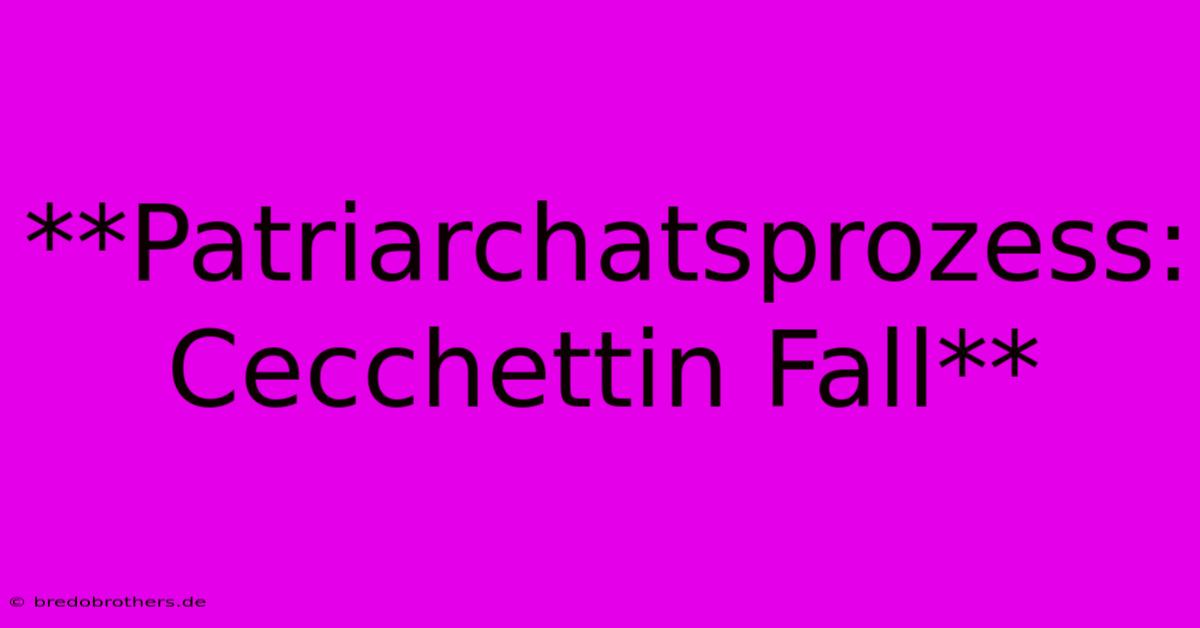 **Patriarchatsprozess: Cecchettin Fall**