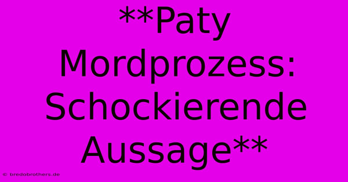 **Paty Mordprozess: Schockierende Aussage**