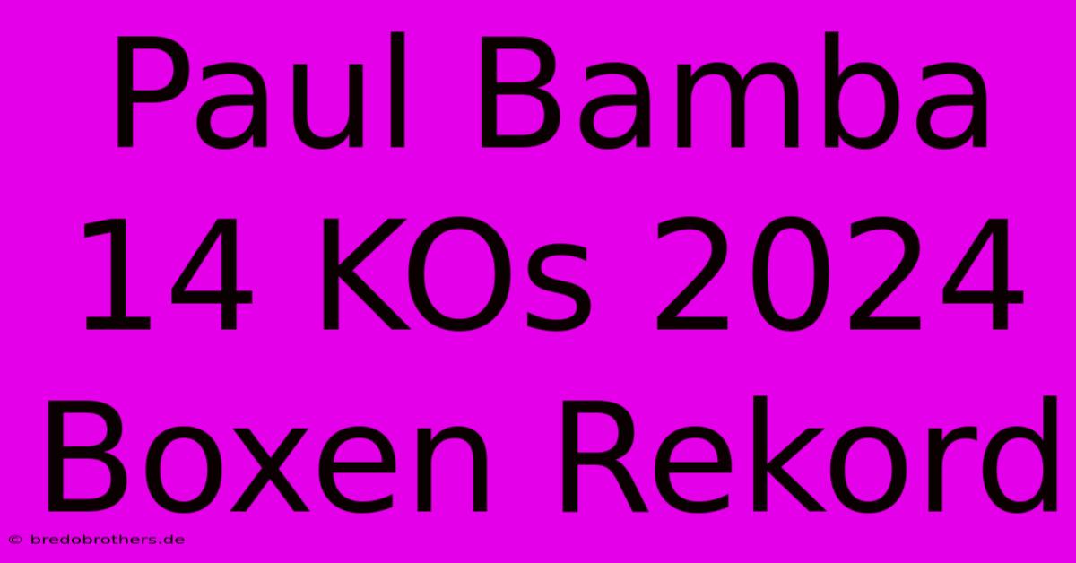 Paul Bamba 14 KOs 2024 Boxen Rekord