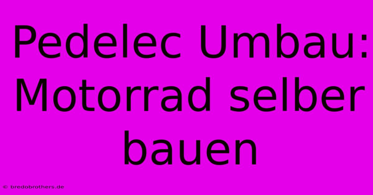 Pedelec Umbau: Motorrad Selber Bauen