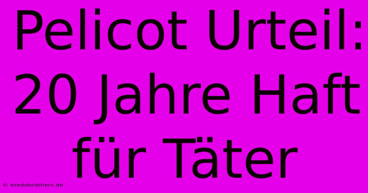 Pelicot Urteil: 20 Jahre Haft Für Täter