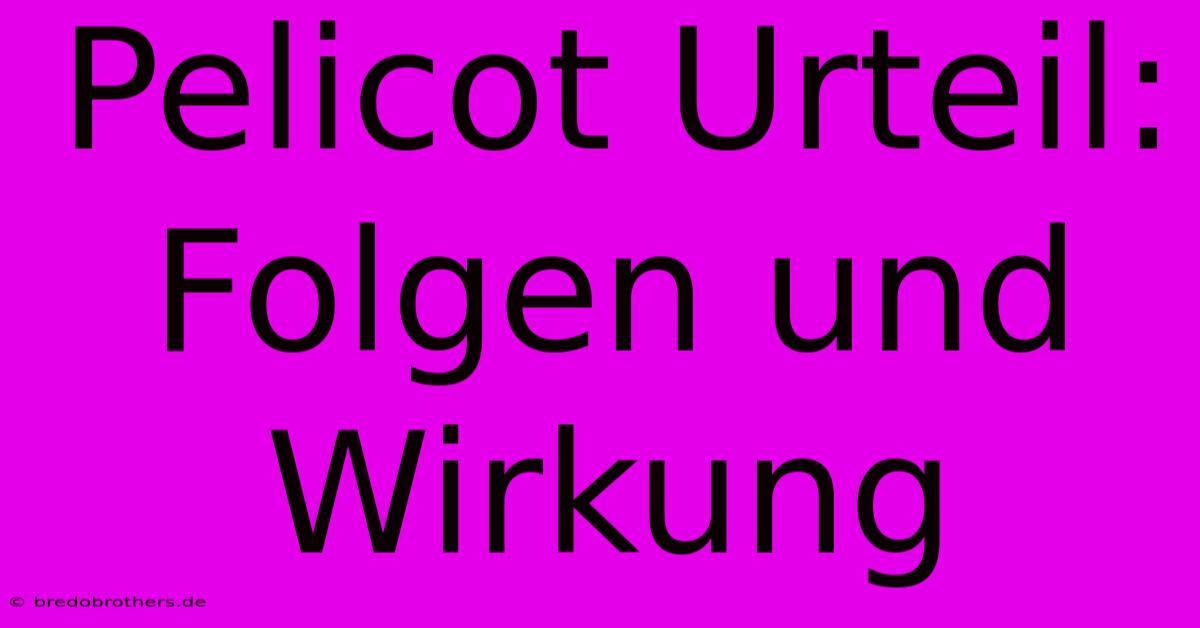 Pelicot Urteil: Folgen Und Wirkung