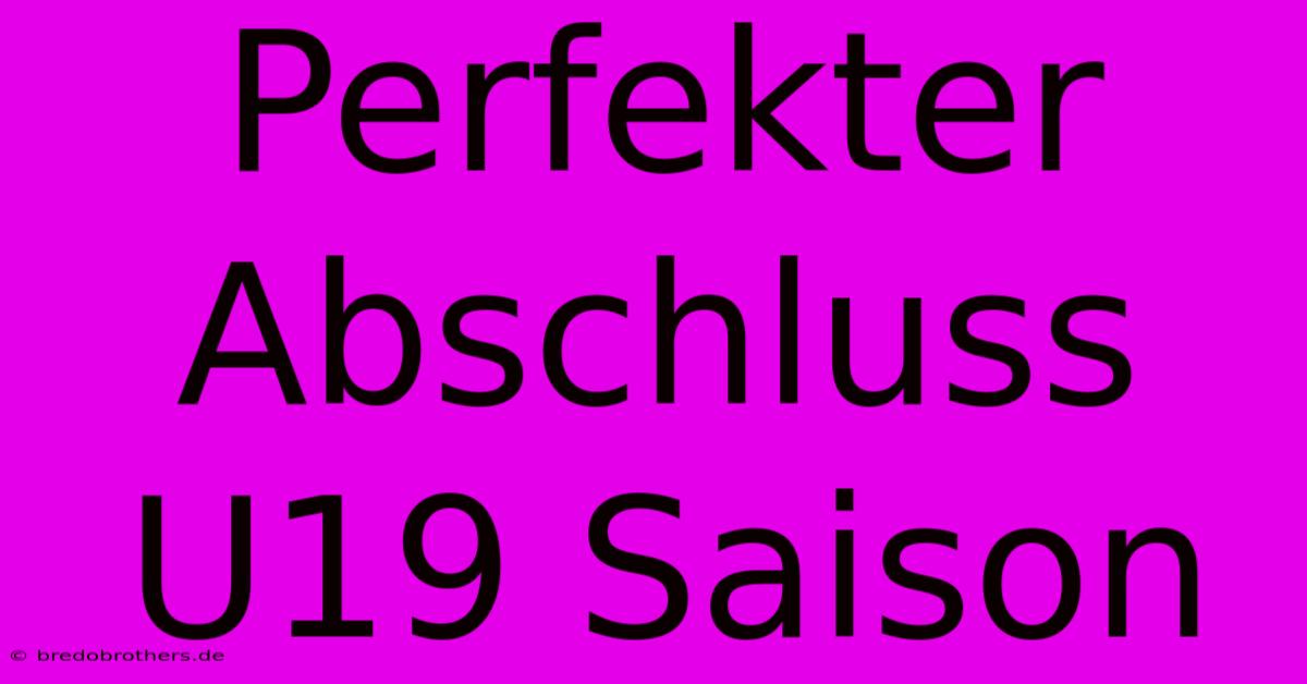 Perfekter Abschluss U19 Saison