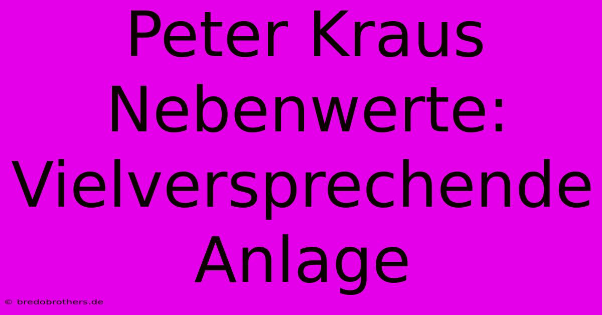 Peter Kraus Nebenwerte: Vielversprechende Anlage