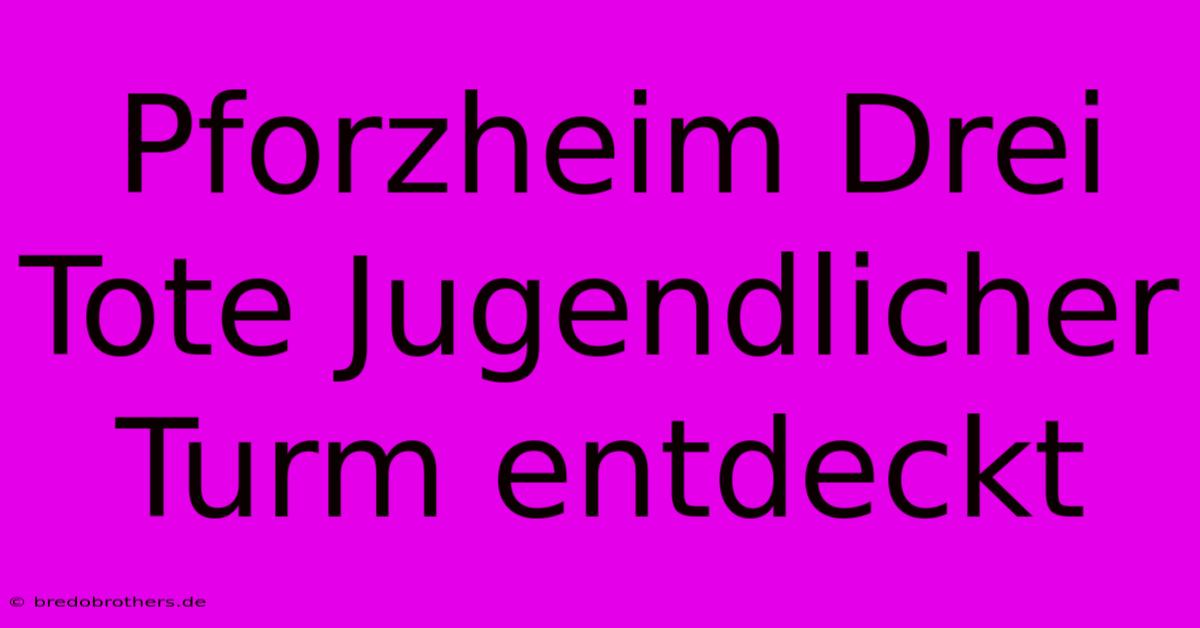 Pforzheim Drei Tote Jugendlicher Turm Entdeckt