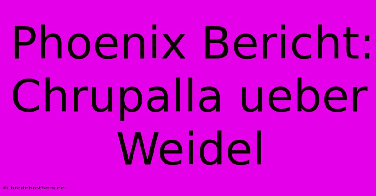 Phoenix Bericht: Chrupalla Ueber Weidel