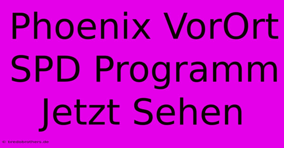 Phoenix VorOrt SPD Programm Jetzt Sehen