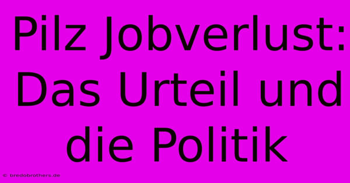 Pilz Jobverlust: Das Urteil Und Die Politik