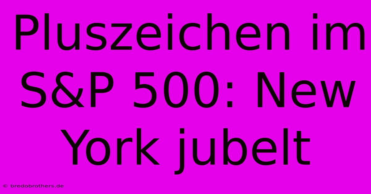 Pluszeichen Im S&P 500: New York Jubelt