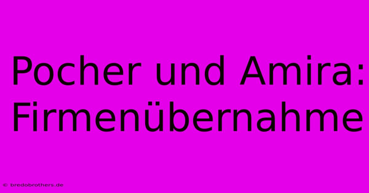 Pocher Und Amira: Firmenübernahme