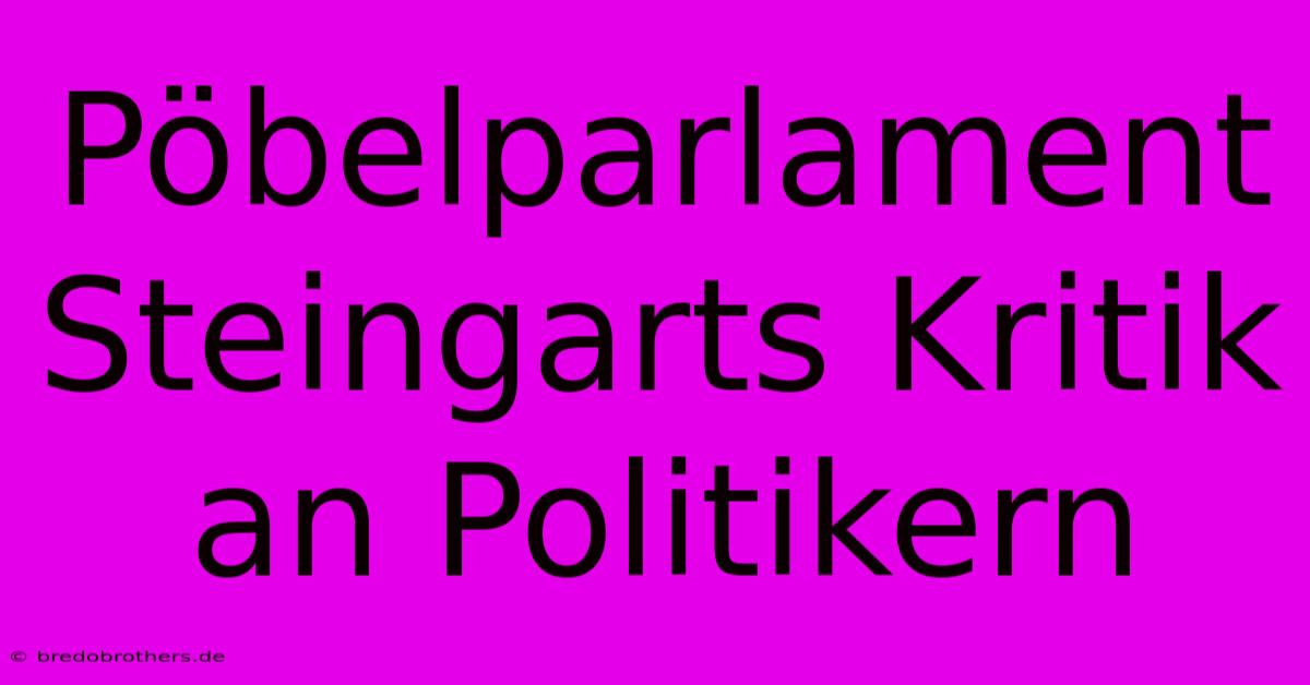 Pöbelparlament Steingarts Kritik An Politikern