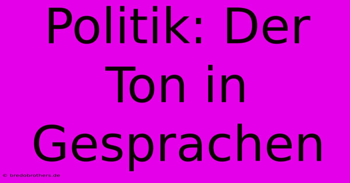 Politik: Der Ton In Gesprachen