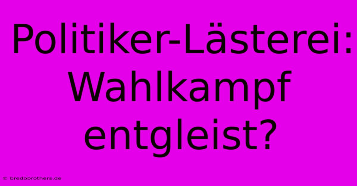 Politiker-Lästerei: Wahlkampf Entgleist?