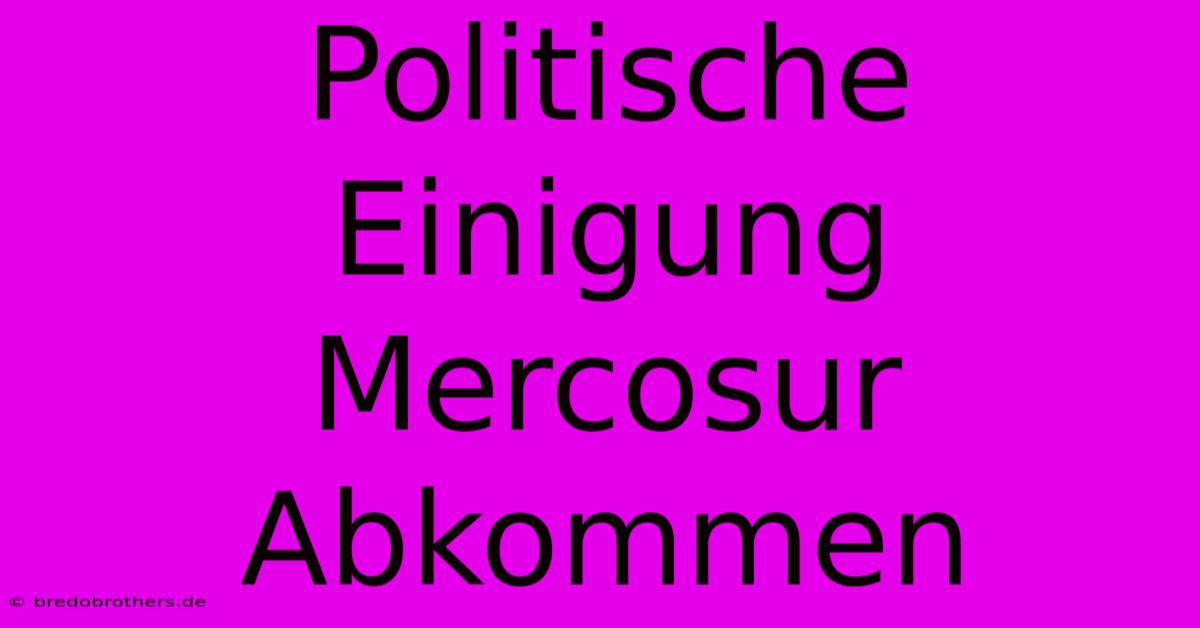 Politische Einigung Mercosur Abkommen