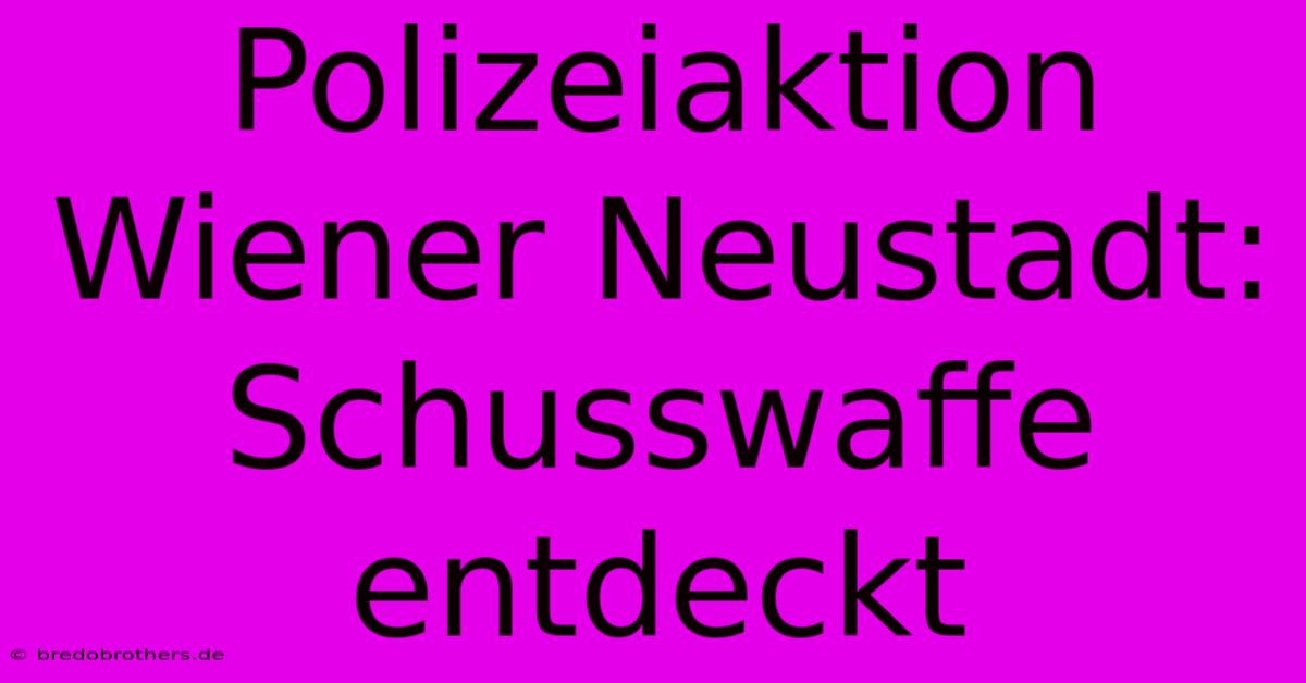 Polizeiaktion Wiener Neustadt: Schusswaffe Entdeckt