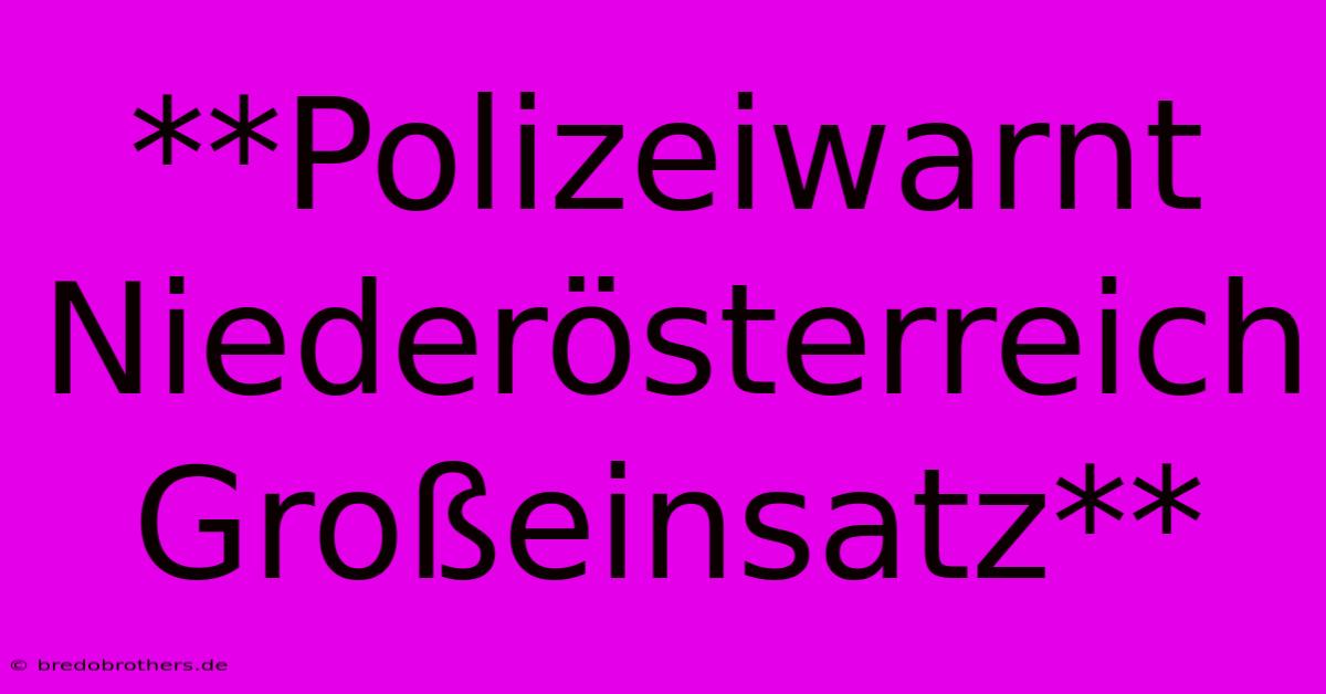 **Polizeiwarnt Niederösterreich Großeinsatz**