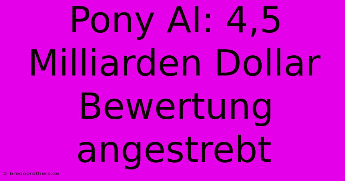 Pony AI: 4,5 Milliarden Dollar Bewertung Angestrebt