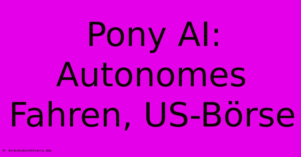 Pony AI: Autonomes Fahren, US-Börse