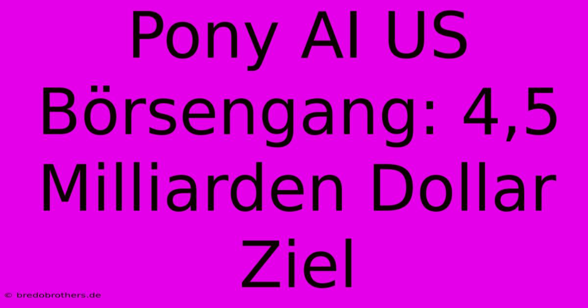 Pony AI US Börsengang: 4,5 Milliarden Dollar Ziel