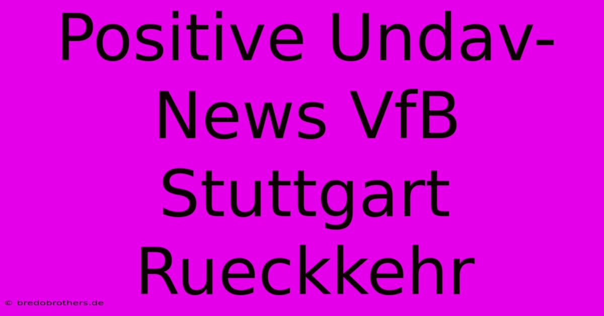 Positive Undav-News VfB Stuttgart Rueckkehr