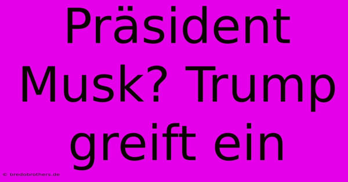 Präsident Musk? Trump Greift Ein