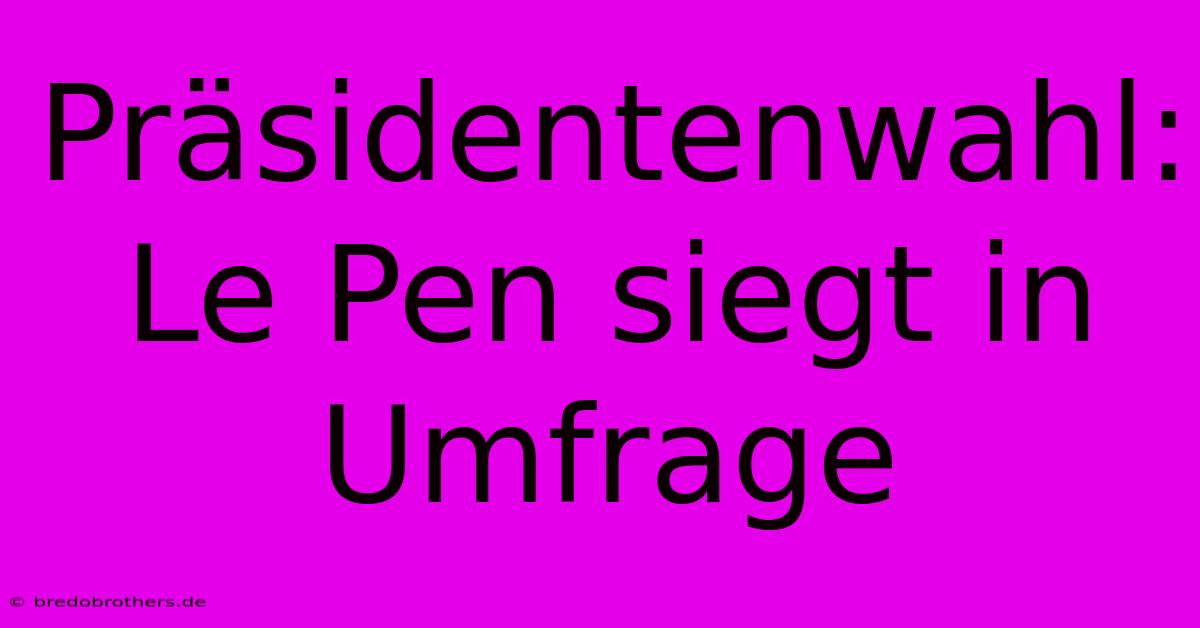 Präsidentenwahl: Le Pen Siegt In Umfrage