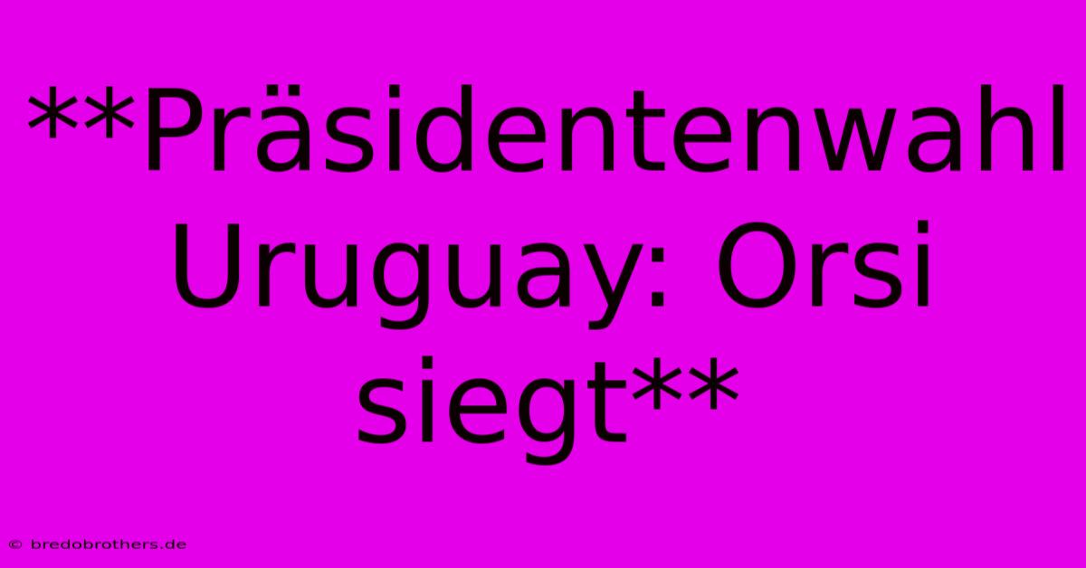 **Präsidentenwahl Uruguay: Orsi Siegt**