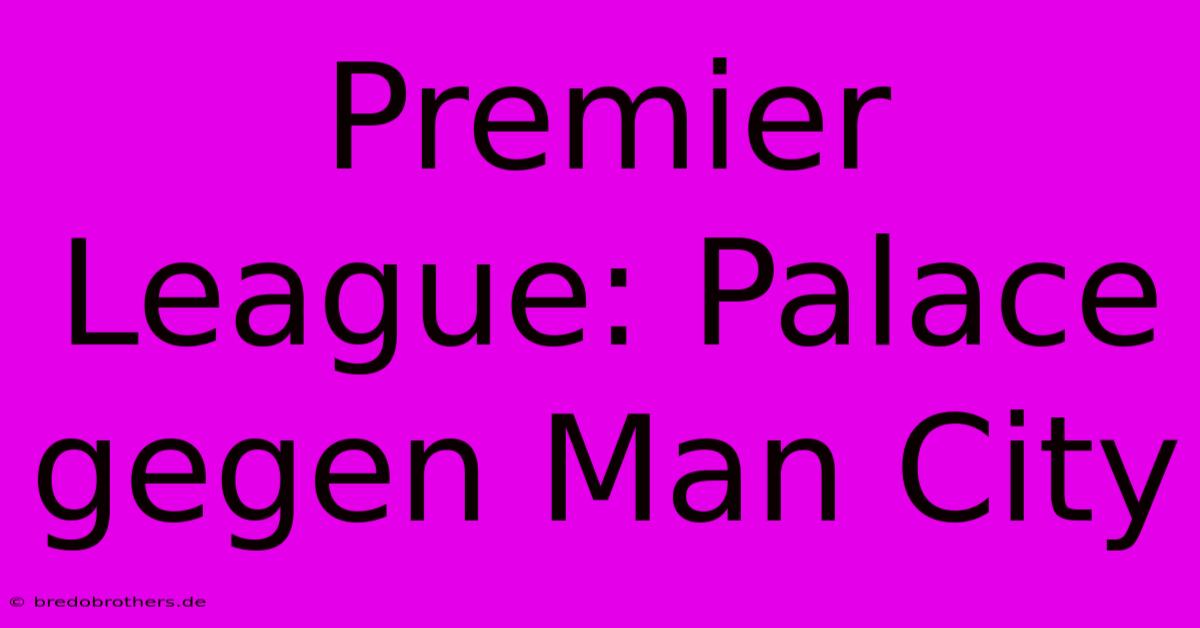 Premier League: Palace Gegen Man City