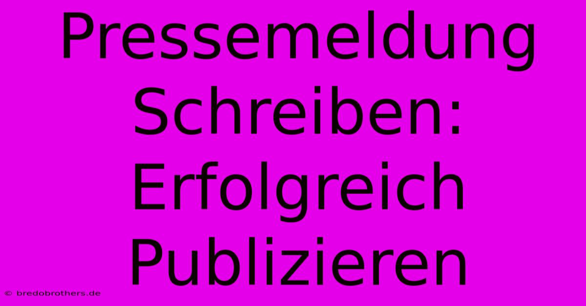 Pressemeldung Schreiben: Erfolgreich Publizieren