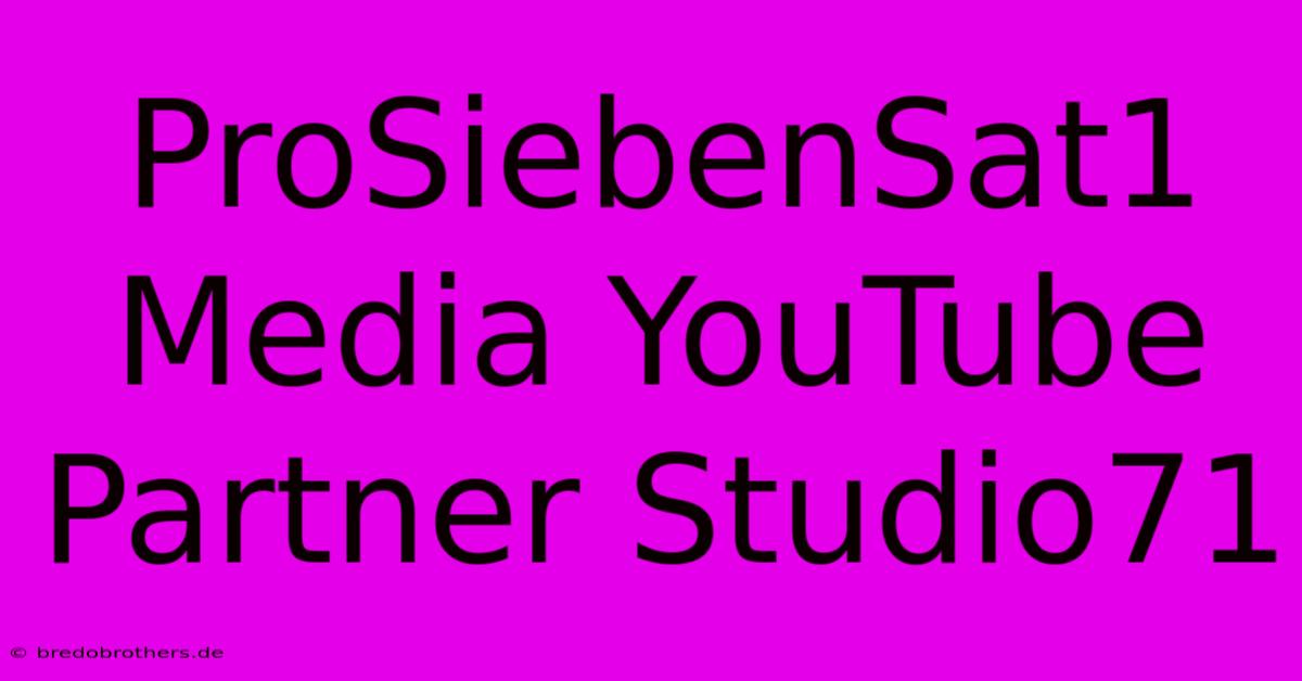 ProSiebenSat1 Media YouTube Partner Studio71